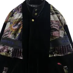 OLD レトロ ベロアジャケット ブラック 古着 shark italy