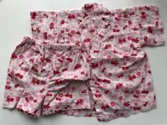 ピンク金魚花柄甚平セット 90cm