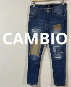カンビオ　CAMBIO　リペア加工パッチワークスキニーデニムパンツ　Mサイズのサムネイル