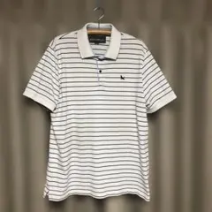 美品/Eddie Bauer エディバウアーボーダー柄ポロシャツ(XL)白×黒のサムネイル