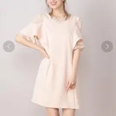 【美品】MIIA シフォン切替ラッフル袖ワンピース