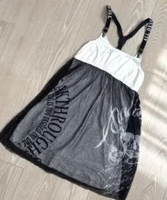 GHOST OF HARLEM サスペンダー付きトップス ホワイト/ブラック