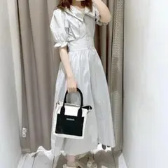 OLIVE des OLIVE ビッグカラーワンピ 半袖美品　ライトグレー
