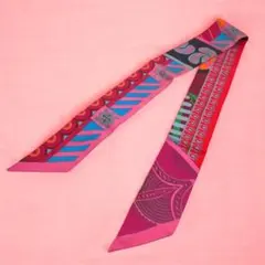 HERMES エルメス ツイリー クレタの幾何学 リボンスカーフ シルク 絹