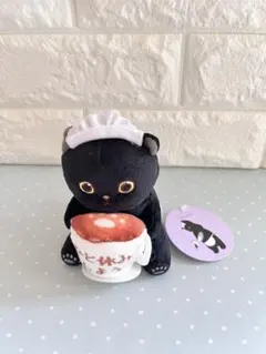 モフサンド　にゃんこが見守るデスクトップひっかけぬいぐるみ　メイド 黒にゃんこ