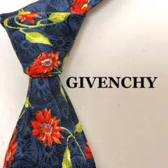 GIVENCHY ジバンシー　花柄 シルクネクタイ ネイビー　送料無料　36