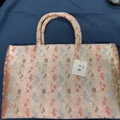 金襴 和装用バッグ ピンク 花柄