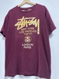 STUSSY ワールドツアーTシャツ L エンジのサムネイル