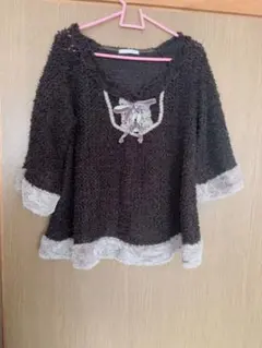 【美品】axes femmeリボンが可愛いポンチョニット