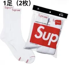Supreme × Hanes クルーソックス 靴下 ホワイト 新品 1足