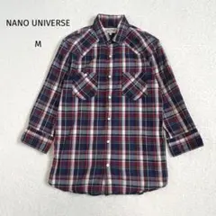 ナノユニバース NANO UNIVERSE 長袖シャツ 七ー長袖 チェック柄 M