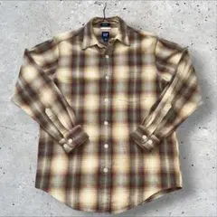 00年代 OLD GAP リラックスフィット オンブレチェック柄ネルシャツL相当