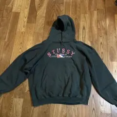 【激レア】【USA製】STUSSY ステューシー センターロゴ パーカー M 緑