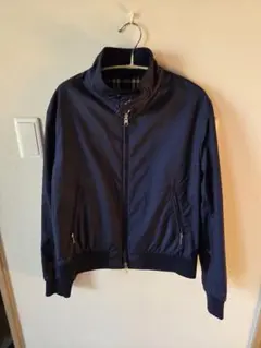 ネイビー ジップアップジャケット チェック柄