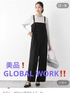 グローバルワーク‼️お手入れらくらくベアトップサロペット❗️ブラックL！
