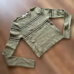 ZARA オリーブグリーン ストライプニット 長袖