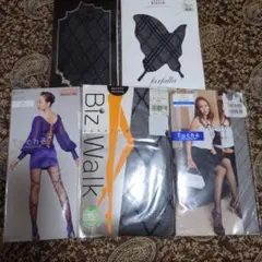 Tuche UNO COLLECTION 網目模様 ブラックストッキング　5点