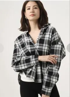 アズールバイマウジー　チェックシャツ 長袖 ドロップショルダー