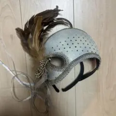 仮装用　シルバー羽根付きマスカレードマスク　画面舞踏会