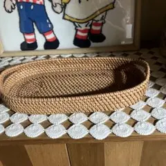 美品　アクタス ラタン バスケット トレー オーバル型36×18