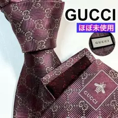 名作✨極美品✨GUCCI グッチ ネクタイ 高級シルク　GG柄　光沢感