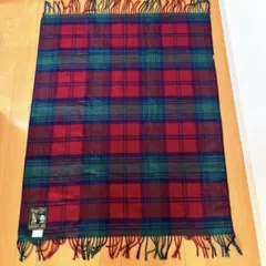 80s イギリス製　ウールブランケット膝掛け　ストール　チェック柄