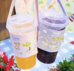完売品　香港ディズニー限定ダッフィー＆フレンズ　ドリンクスリーブ　ピンク