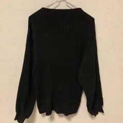 今週限定価格 パフスリーブ 長袖 綿100% 袖ぽわん ニット 黒