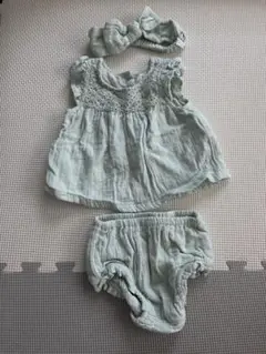 【GAP】(3-6m)ミントグリーン ワンピースセット