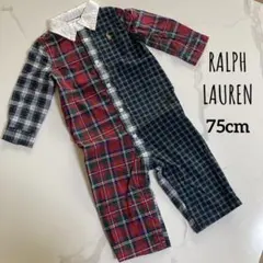 ラルフローレン チェックシャツ 長袖 ロンパース 75cm