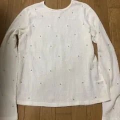 ★THE YON★ビーズ装飾 ホワイト 長袖 トップス F