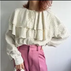 美品✨ジュメロ　ケープカラードットブラウス　ホワイトのサムネイル