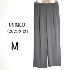 UNIQLO ユニクロワイドパンツタック入ウエストゴムストレッチダークグレー M