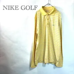 【ナイキゴルフ】 ゴルフウェア M イエロー ボーダー ポロシャツ FITDAY