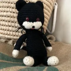 ねこの手編みぬいぐるみ かぎ編み レトロ 昭和 あみぐるみのサムネイル