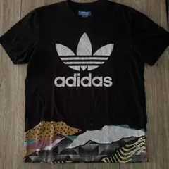 ◇adidas 黒 Tシャツ グラフィックデザイン M