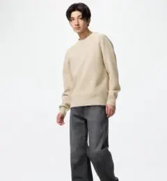美品 ユニクロ ウォッシャブルミラノリブクルーネックセーター