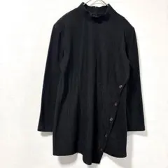 カットソー 長袖 ラメ アシンメトリー モックネック きれいめ ブラック