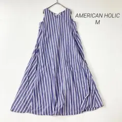 アメリカンホリック ストライプ柄 ワンピース M ゆったり ノースリーブ