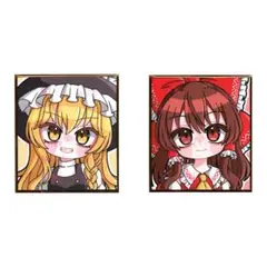 手描きイラスト ミニ色紙 2枚セット 東方 霊夢 魔理沙