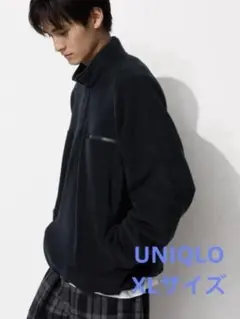 【UNIQLO】フリースオーバーサイズハーフジッププルオーバー　ブラック　XL
