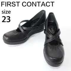 【極美品】ファーストコンタクト パンプス ストラップ ウェッジソール 黒 23のサムネイル