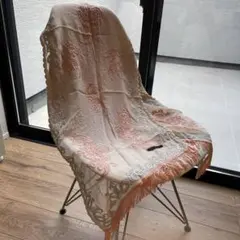 マーキュリーデュオ　ストール レース刺繍　ベージュ　ピンク　シルバー　フリンジ