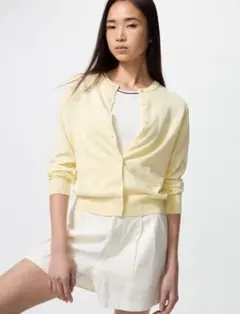 UNIQLO UVカットクルーネックカーディガン イエロー