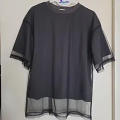 JaVa. メッシュレイヤード 半袖Tシャツ チャコールグレー 試着のみのサムネイル