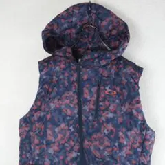 G9853*OAKLEY オークリー☆総柄☆中綿☆ベスト☆紫パープル 赤☆L