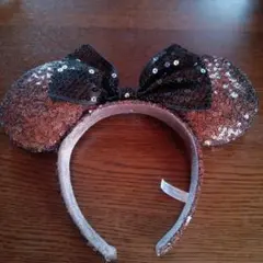 ディズニーミニー黒色リボンスパンコールカチューシャ