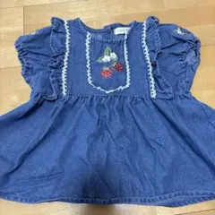 Loulou Ami いちご刺繍 デニムトップス 90cm
