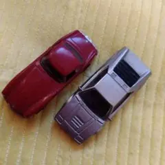 平成レトロ　35年前　BOSS　赤とシルバーのミニカー2台セット　4.3cm位のサムネイル