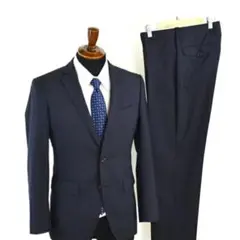 SUITS COMPANY ウインドウペン 濃紺 ウール&シルク混 スーツ